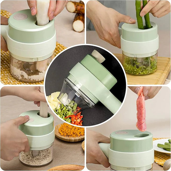 4-in-1 Electric Vegetable Cutter | Mini Wireless Food Processor & Garlic Chopper